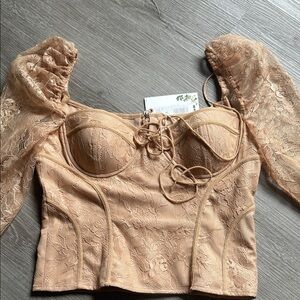 Chelsea & Violet Lace Corset Top in Cream